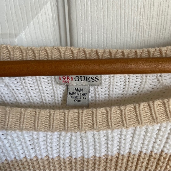 GUESS white and beige striped sweater - Picture 2 of 3